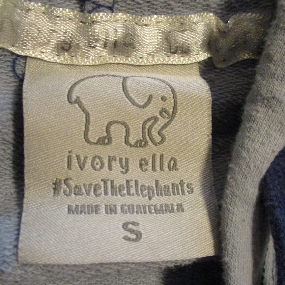 Ivory Ella Elephant Woman Small Blue Gold Graphic Long Sleeve Pullover Hoodie - Picture 5 of 6